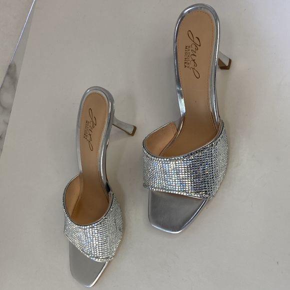 Sparkling sandals with a heel and square toe,  tapered heel make this a fun shoe - Picture 4 of 11